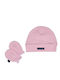 Kinder Mütze Set Stoff Rosa