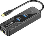 QGeeM UH04-6 USB 3.0 Hub 3 Θυρών με σύνδεση USB-C / Ethernet