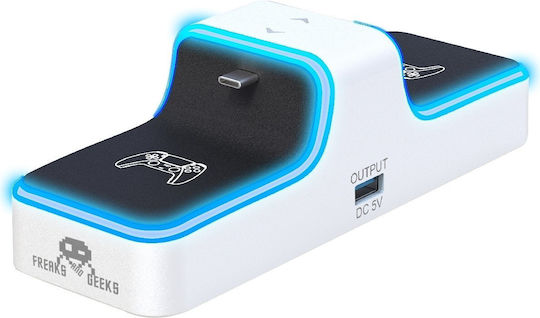 Freaks and Geeks Stație de încărcare pentru 2 controllere PS5 cu iluminare LED Alb