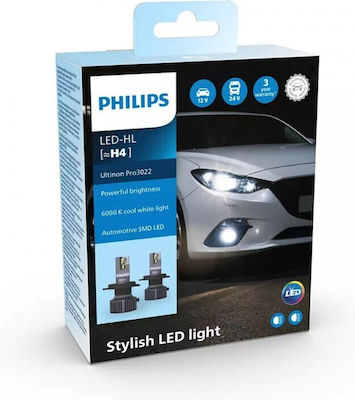 Philips Lămpi Autoturismului Ultinon Pro 3022 H4 LED 6000K Alb rece 24V 2buc