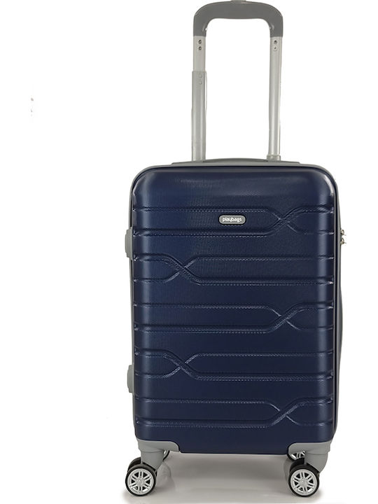 Playbags Cabin Travel Suitcase Hard Blue with 4 Wheels Height 52cm