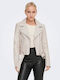 Only Women's Short Biker Artificial Leather Jacket for Winter Moonbeam