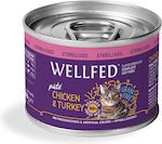 Wellfed Sterilised Wet Food for Sterilised Adult Cats Hypoallergenic In Can with Turkey / Chicken 1pc 200gr