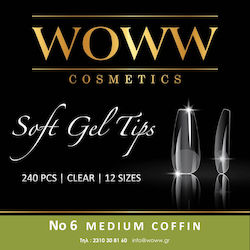 Woww No6 Medium Coffin Tips Unghii False Transparente 240buc