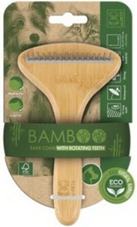 M-Pets Bamboo Rake Comb for Misc Hair Lengths for Coat Grooming