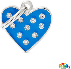 My Family Chic Dog ID Tag Heart Blue 2.8cm