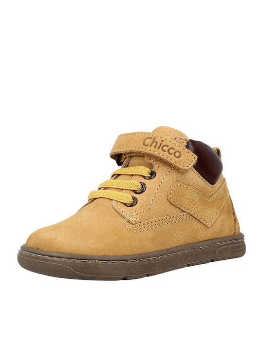 Suede Kids Boots with Velcro Yellow