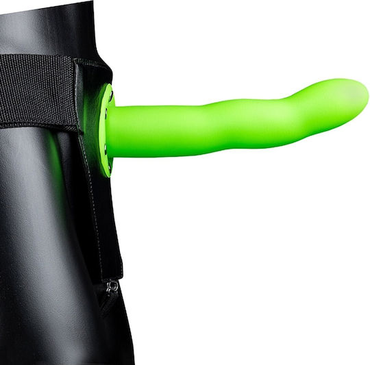 Shots Curved Hollow Glow In The Dark Harness with Dildo 20.6cm in Green Color