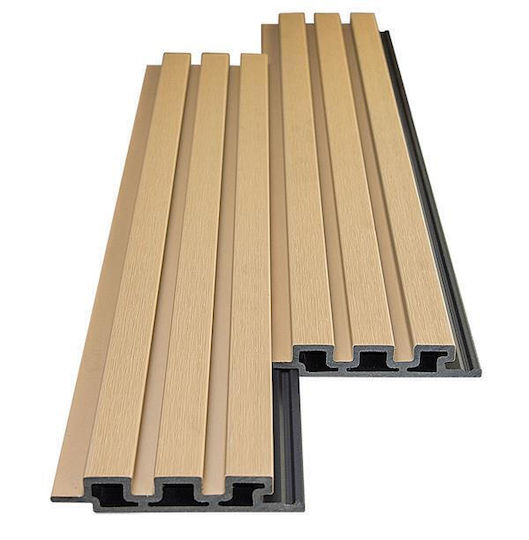 3D Πάνελ Τοίχου από PVC Βιδωτό Light Oak 25/147.5mm Μπεζ 290x14.75x2.5εκ.