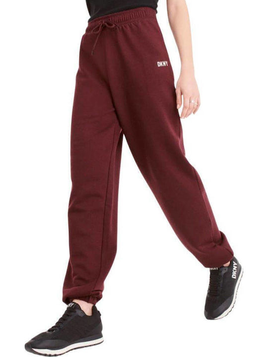 DKNY Παντελόνι Φόρμας με Λάστιχο Μπορντό