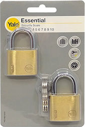 Yale Steel Padlock Brass with Key 30mm 2pcs