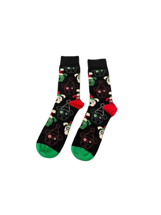 Men Christmas Socks L80 Men's Cotton Long Christmas Socks with Design in Black color