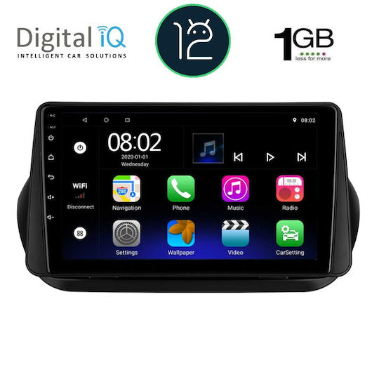 Digital IQ Auto-Audiosystem für Peugeot Bipper Fiat Fiorino / Qubo Citroen Nemo 2008+ (Bluetooth/USB/AUX/WiFi/GPS/Apple-Carplay/Android-Auto) mit Touchscreen 9"
