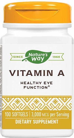 Nature's Way Vitamin A Витамин за Косата, Кожата & Антиоксидантно действие 10000иу 100 софтджел