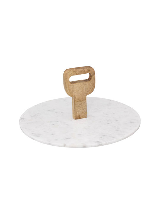 Atmosphera Marble Round Tray of Stone with Handle In White Colour 30x30cm 1pcs