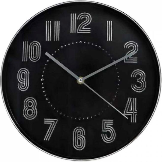 Ρολόι Τοίχου Πλαστικό Black Ø30cm