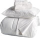 Charalambidis Textiles Satin Stripe Хотелско Чаршаф с ластик Бял King Size 90x200см. 1бр