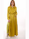 Maxi Hemdkleid Satin Gelb