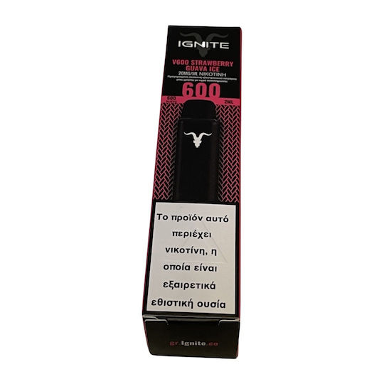 Ignite V600 Единично Употребима Електронна Цигара Strawberry 2ml 20mg Черен