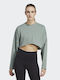 Adidas Yoga Studio Women's Athletic Crop Top Long Sleeve Silver Green