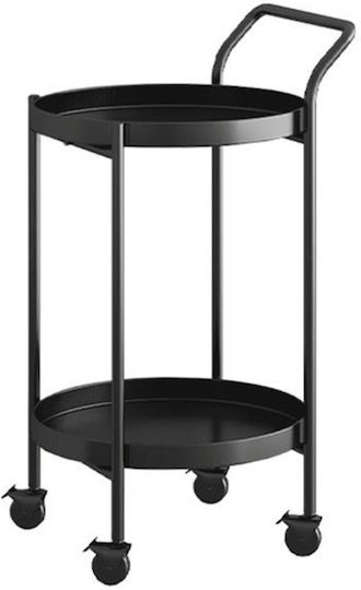 Round Side Metal Coffee Table with Black Wheels W44xL40xH60cm