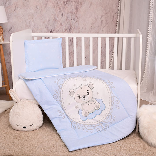 Lorelli Baby Crib Bedding Set Little Bear 3pcs Light Blue
