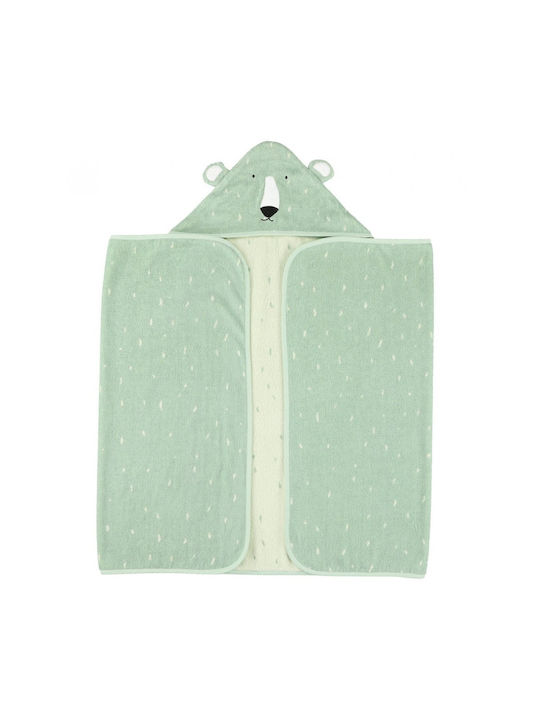 Trixie Baby Bath Towel Hooded Mr. Polar Bear Green 70x130cm