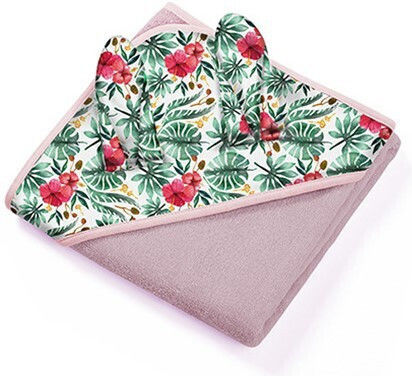 Babyono Baby-Badetuch mit Kapuzen Rosa 100x100cm