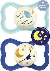 Mam Ορθοδοντικές Πιπίλες Σιλικόνης για 16+ μηνών Air Night Νυκτός Ελεφαντάκι - Αστεράκια Τιρκουάζ/ Μπλε 2τμχ