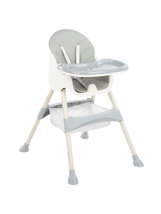 Kikka Boo Brie Highchair 2 in 1 with Metal Frame & Leatherette Seat Grey