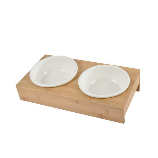 Douceur d'Intérieur Керамика Купа Храна & Вода за Куче & Котка с Основа 2x 16см в Кафяв Цвят