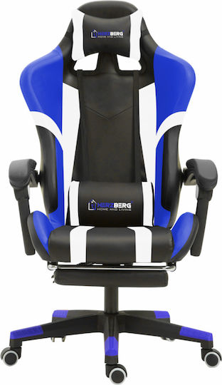 Herzberg HG-8083 Καρέκλα Gaming Δερματίνης με Υποπόδιο Μπλε
