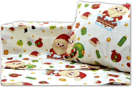Ninetta Bebe Set Lenjerii De Patut Bebe Pentru Patut Din Bumbac Cu Cauciuc Santa Claus Roșii 70x140cm 3 Bucăți