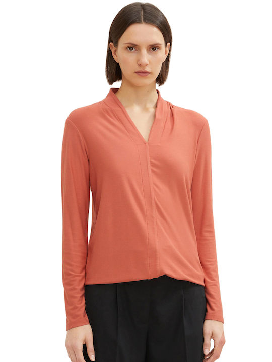 Tom Tailor Winter Women's Blouse Long Sleeve Canyon Sunset Red