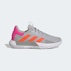 Adidas Solematch Control Women's Tennis Shoes for All Courts Grey Two / Solar Orange / Team Shock Pink