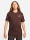 Nike Sportswear Club Men's Athletic T-shirt Short Sleeve Brown