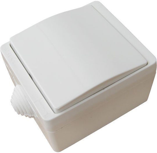Eurolamp Waterproof Wall-mounted Single Switch with White Frame