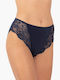 A.A UNDERWEAR Cotton Women's Slip with Lace Navy Blue