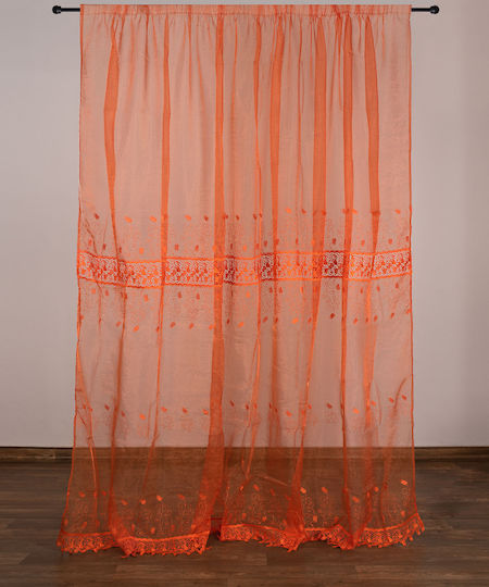 Silk Fashion Κουρτίνα με Τρέσα MK15 Πορτοκαλί 280x300εκ.