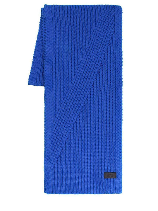 Knit Diagonal Ribbed Scarf Γυναικείο Πλεκτό Κασκόλ Μπλε
