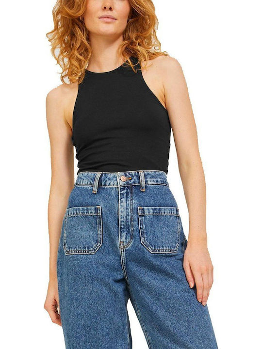 Sleeveless String Bodysuit Slim Fit Black