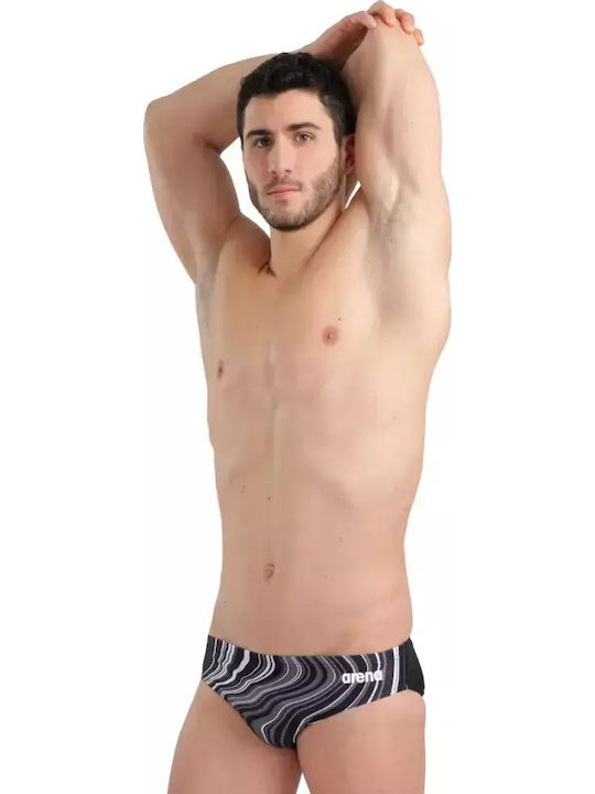 Marbled Herren Badebekleidung Slip Schwarz mit Mustern
