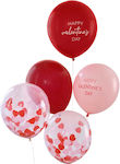 Σετ 5 Μπαλόνια-Ροζ-Κόκκινα +Καρδιές κονφετί - Gingerray