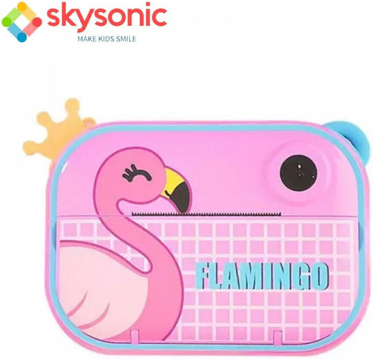 Skysonic Instant Kids Детски Фотоапарат 12МР с Термален Печат Фламинго Многоцветен