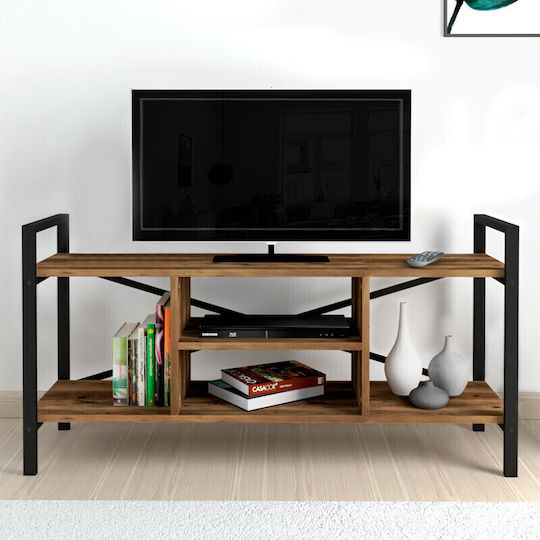 Santana Stand TV De Podea Negru - Nuc Afumat 120x35x61cm