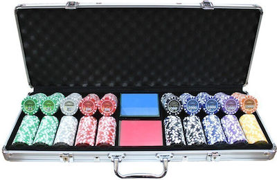 National Set 500 Numbered Poker Chips 14gr in Suitcase with 2 Decks