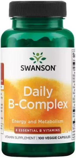 Swanson Daily B-Complex Vitamin for Energy, Immune System Boost & the Nervous System 100 veg. caps