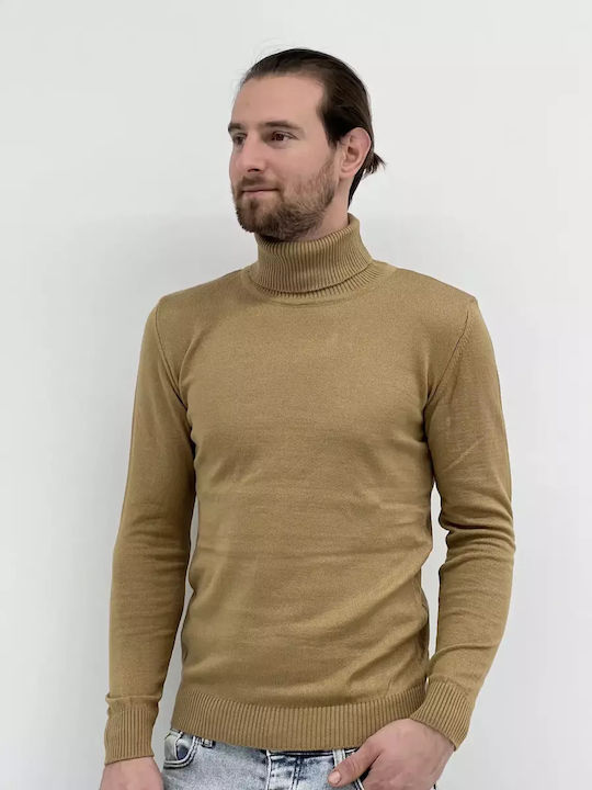 Herren-Rollkragenpullover Elastisch Braun