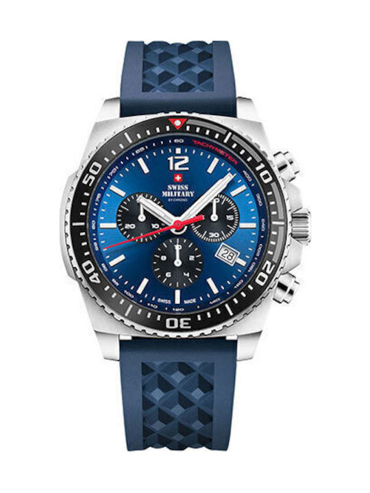 Swiss Military by Chrono Мъжки часовник 45мм Хронограф На батерия с Син Каучукова каишка
