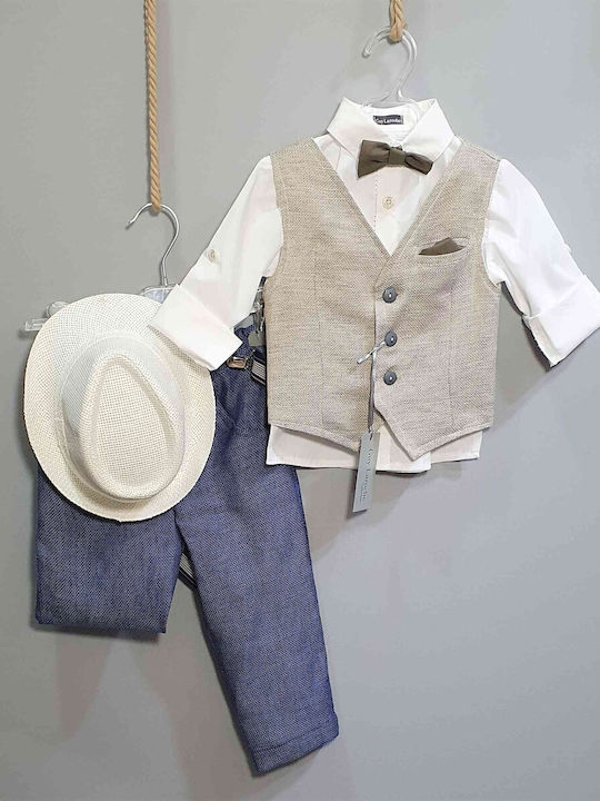 Guy Laroche Boys Baptism Suit with Vest GU-719 6pcs Beige